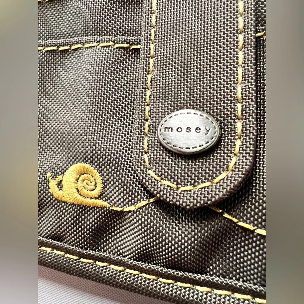 Mosey Life Wristlet Wallet Card Holder khaki color yellow embroidery logo nWOT